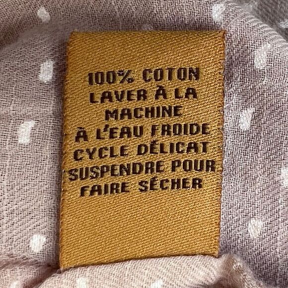 April Cornell Dress Gathered Lace Trim Dot Sleeveless Cream Tan Size S - Picture 6 of 13